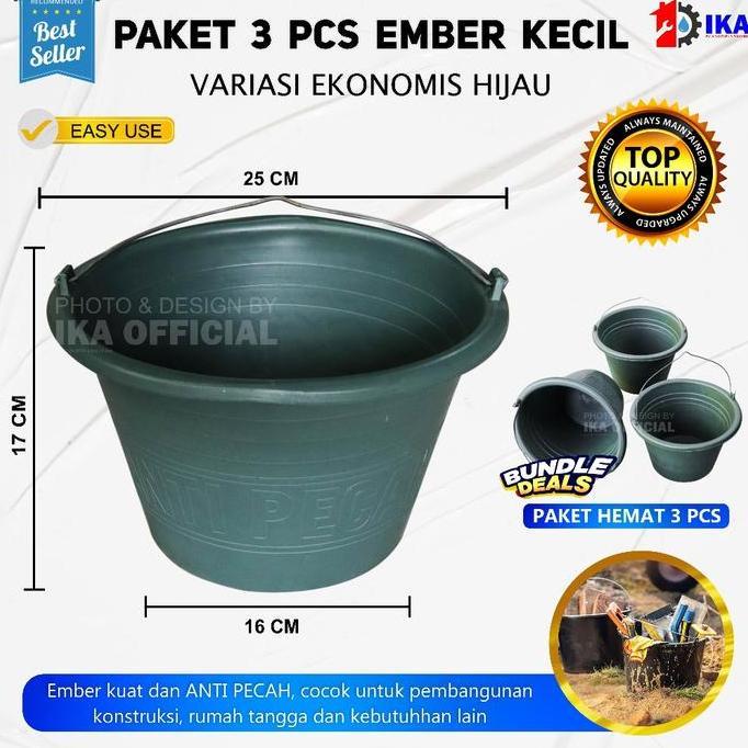 Terlaris - PAKET 3 PCS EMBER TERMURAH  Ember cor hijau / ember murah / ember cupang / Ember Plastik 