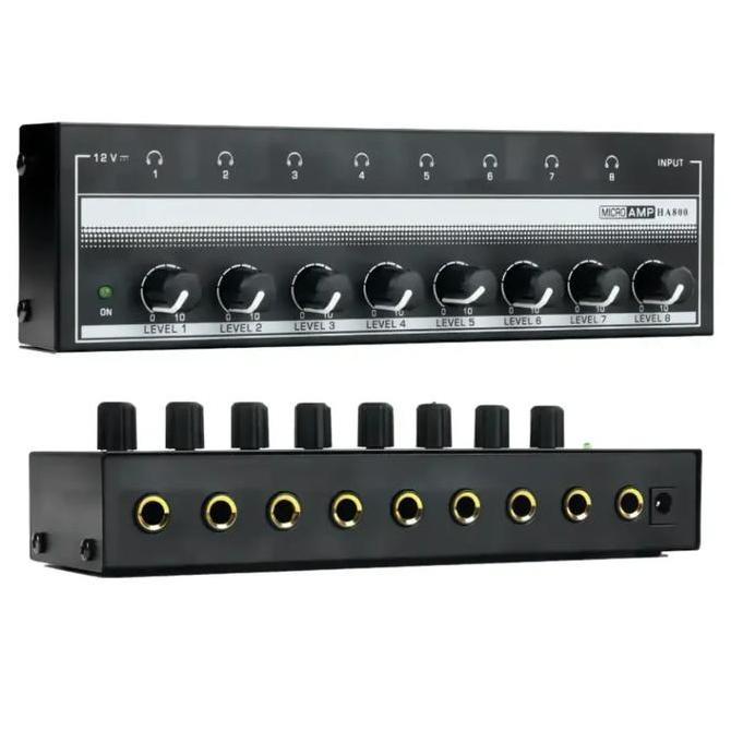 Audio Amplifier Headphone Splitter 8 Channel Volume Control Penguat Mic Adaptor Metal Jam Harga Khus