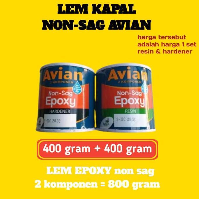 desyivarnabirian - avian lem kapal laut non-sag epoxy 2 komponen 400 gram + 400 gram lem tambal tang
