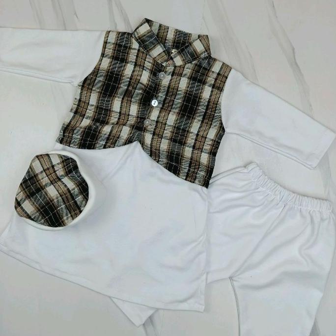 koko rapatar anak laki laki Baju Kaos Muslim Bayi Celana Katun Nyaman Panjang Peci Setelan Gamis Jub