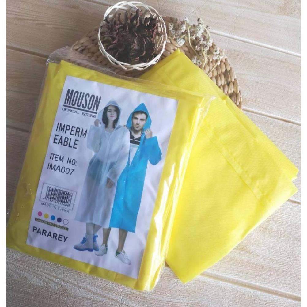 hot deals jas hujan eva mouson ponco plastik lengan panjang bertudung hoodie terusan kancing modis u