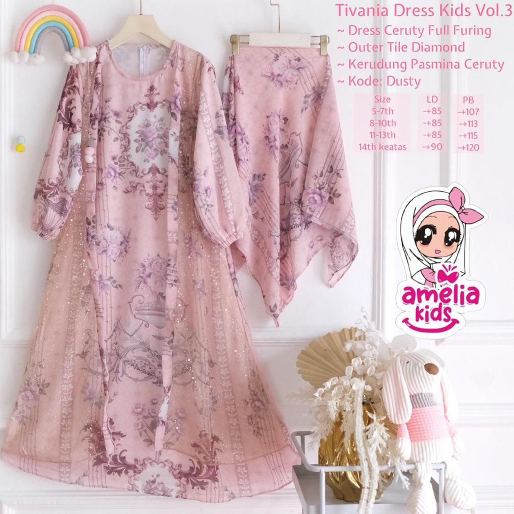 Bergaransi [[ New Arrival ]] Zefanya Tivania Aruna Set Kids Setelan Gamis Lebaran Anak Model Terbaru