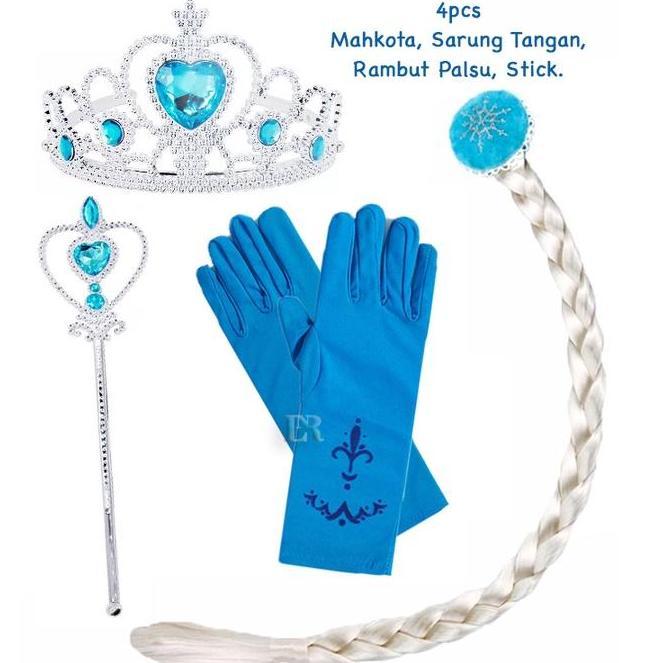 LNR Shop Lokal Premium 8 in 1 Girls Elsa Ana Aksesoris Set Perhiasan Mahkota Anting Gelang Kalung Ci