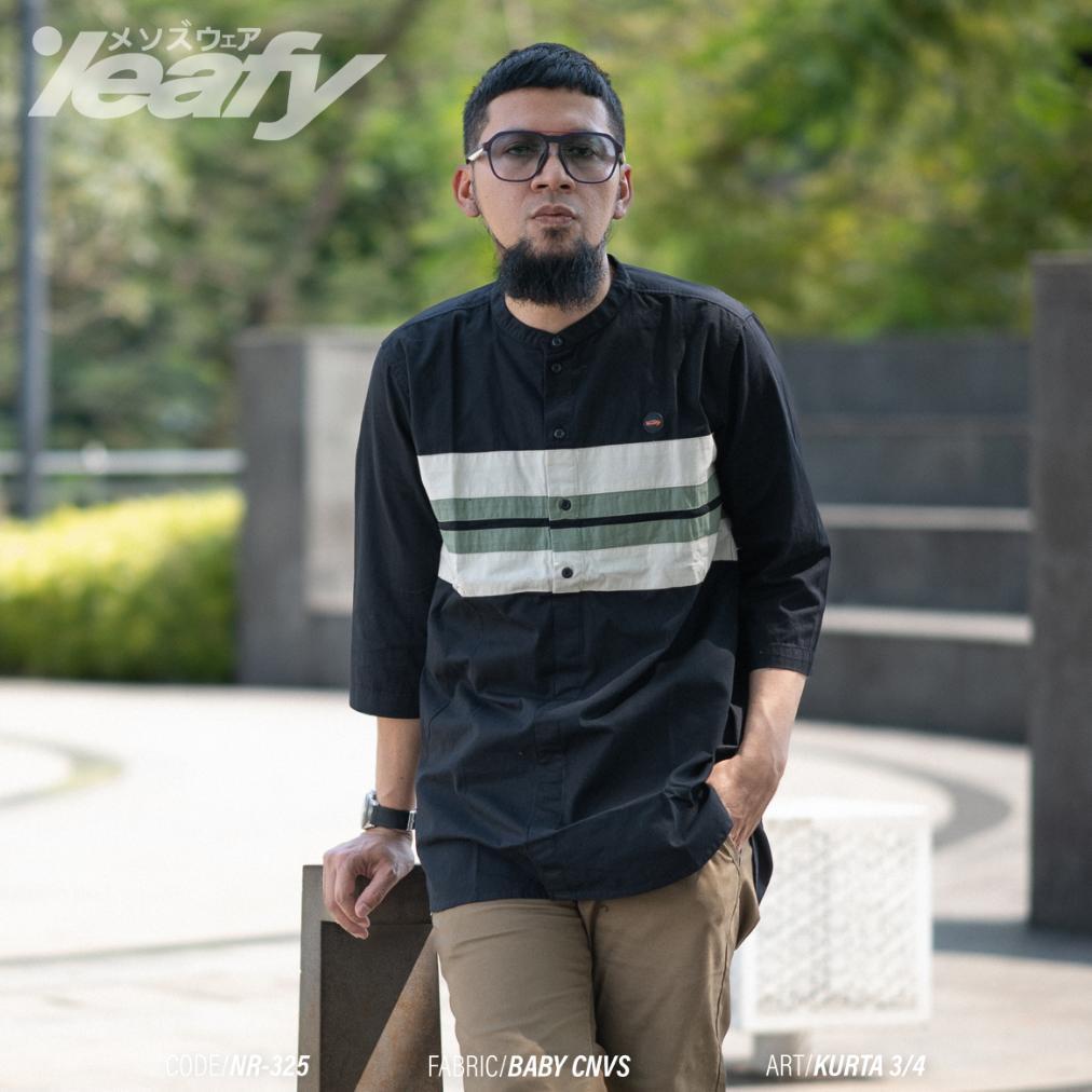 Limited Kurta Leafy Nr-325 | Baju Kurta Lengan 3/4 Bahan Baby Kanvas / Pakaian Muslim / Atasan Musli