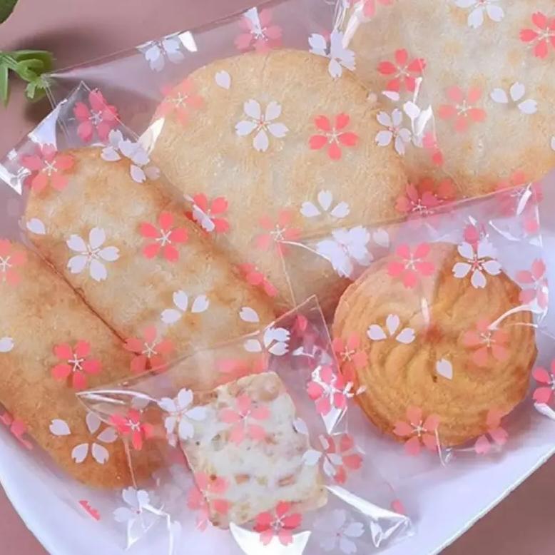 6size 100PCS OPP Plastic Transparent Self-adhesive Bags Flower Transparent Bags Candy Cookie Packagi