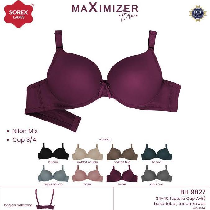 Sorex Bra Maximizer Tanpa Kawat Busa Tebal Kait 2 Cup A-B Push Up Bra Harian BH 9827