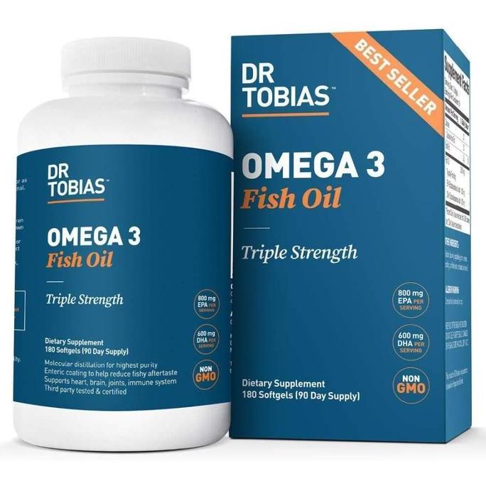 Dr. Tobias Omega 3 Fish Oil Triple Strength, Burpless, Non-GMO, NSF-Ce