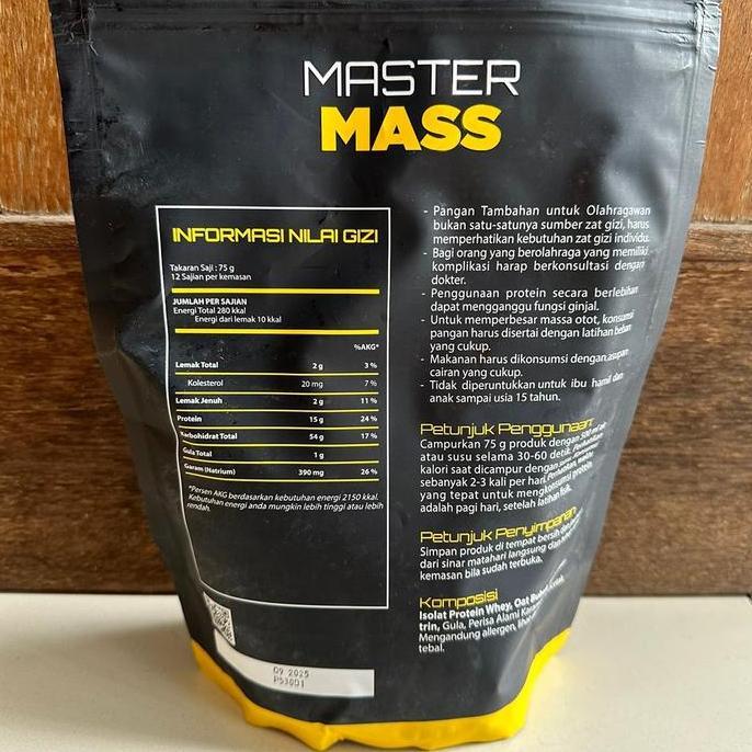 Master mass 900 gram suplemen fitness susu weight gainer otot protein vectorlabs