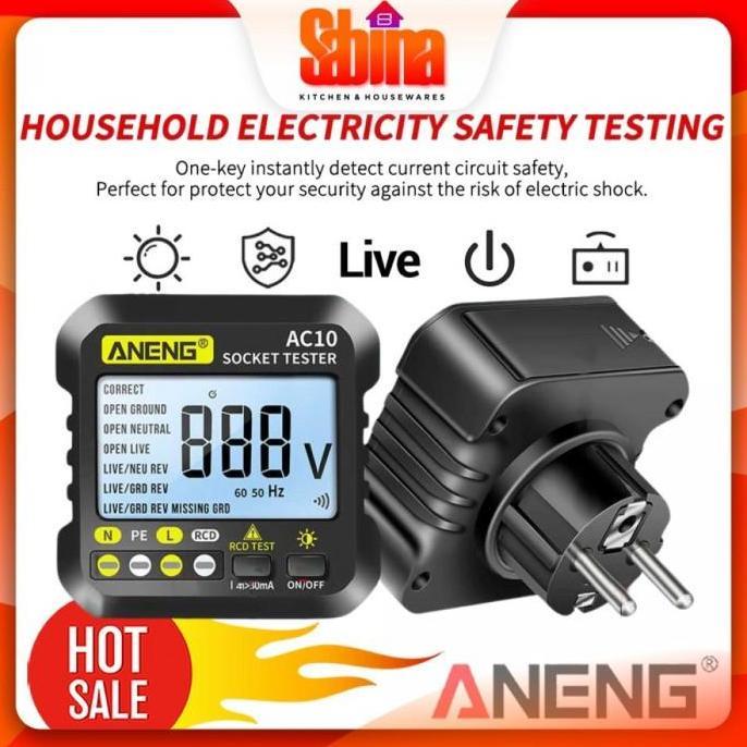 DHIRTYM Stop Kontak Voltage Tester Detector Grounding Wire Voltmeter EU Plug