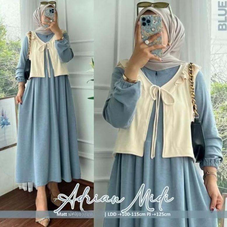 ADRIAN MIDI DRESS POLOS CRINKLE AIRFLOW LD 110 // MIDI POLOS WANITA // MIDI MUSLIMAH OOTD KEKINIAN /