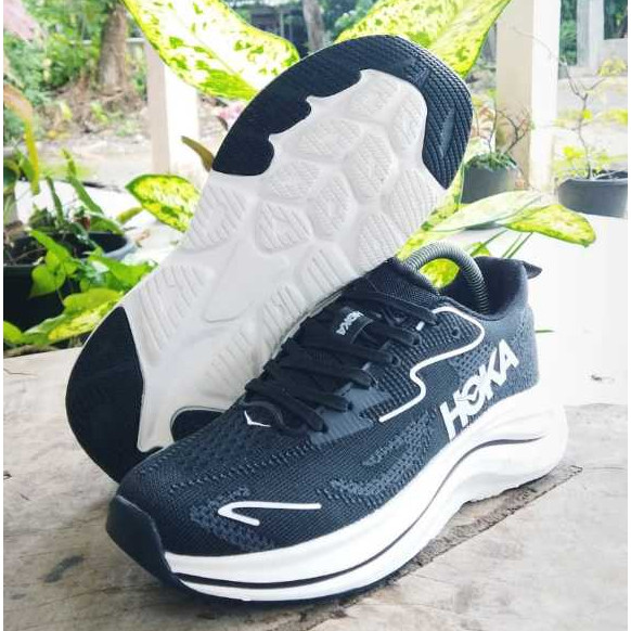 Sepatu Running Hoka Hitam Putih Unisex