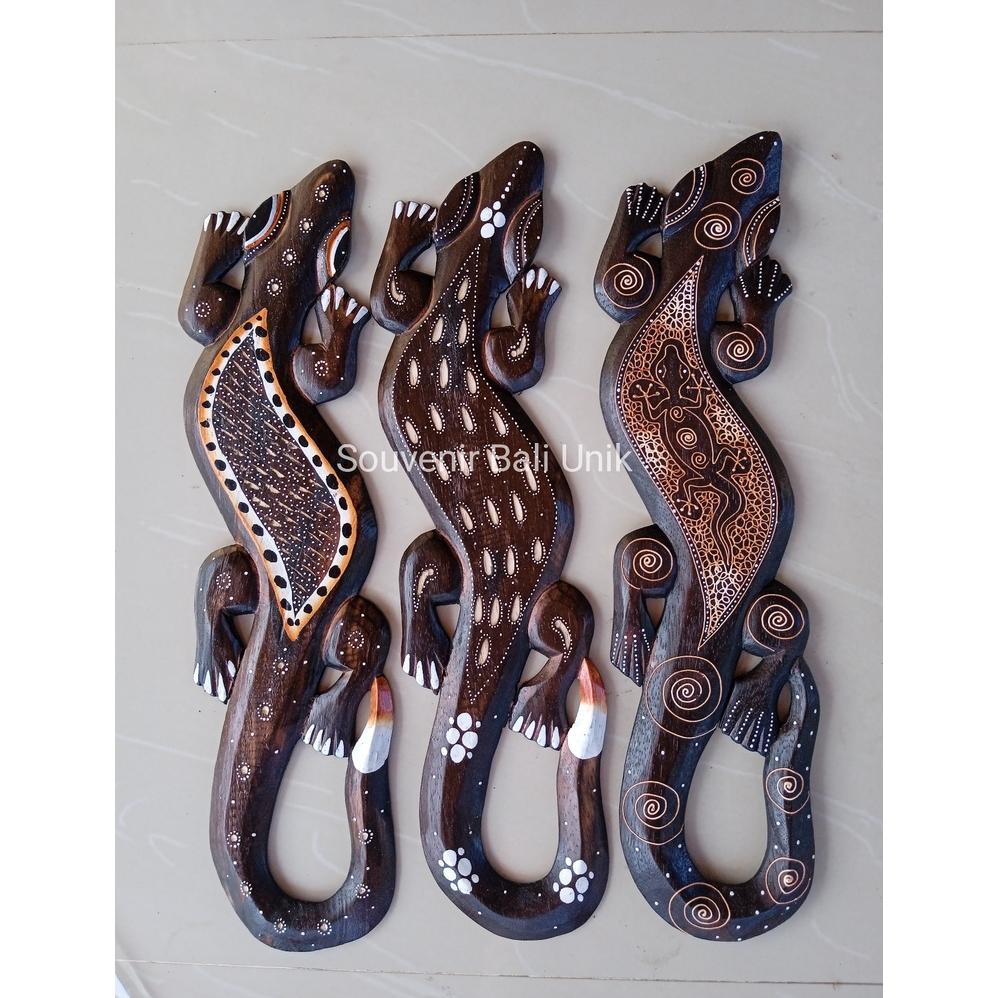 Dekorasi Tokek Cicak 50cm Kayu Hiasan Dinding Gecko Bali