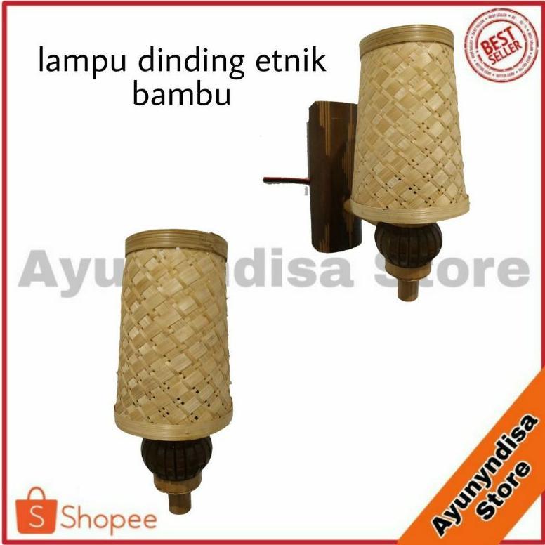 Hiasan tempel lampu dari bambu/ hiasan dinding tempel lampu bambu unik/kap bambu
