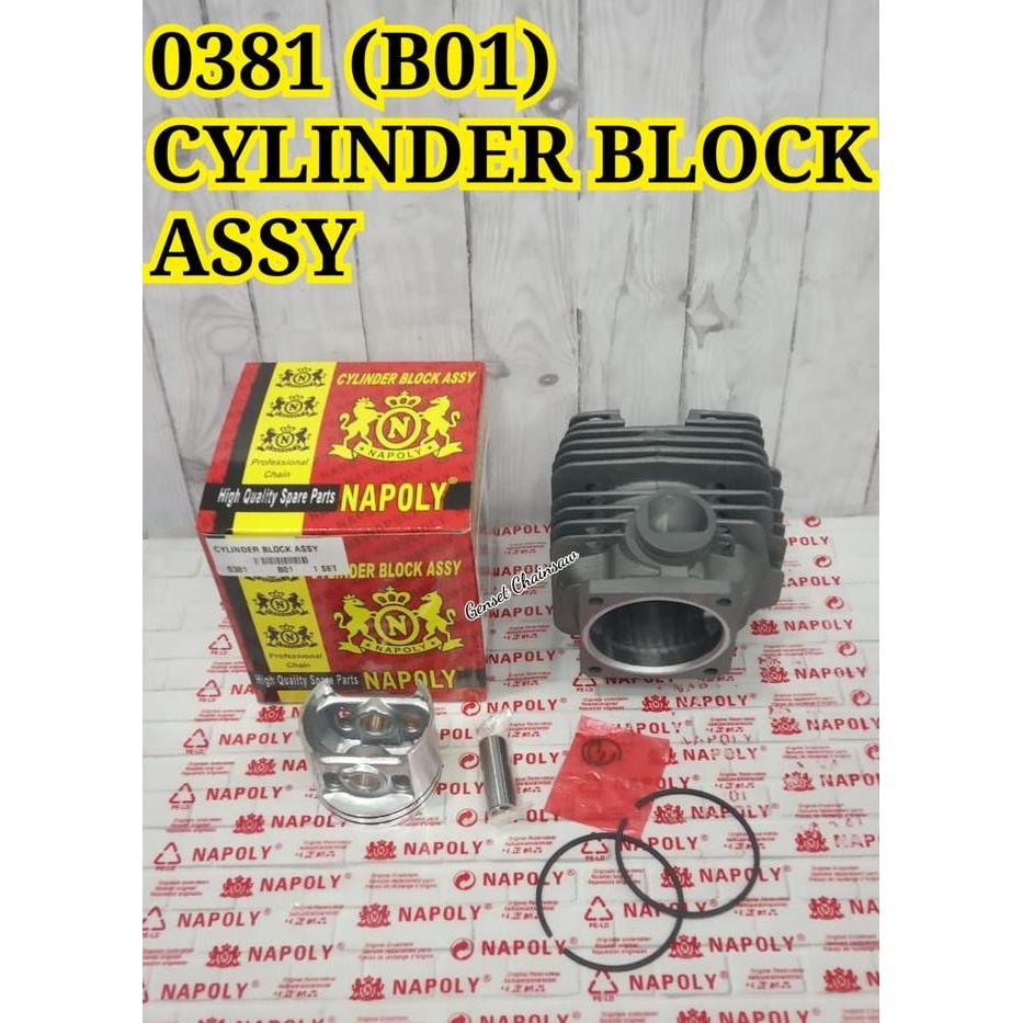 MS381 381 Cylinder Block + Piston Assy Blok Chainsaw Poring Boring