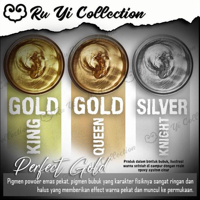 Redmegic- Pigmen Bubuk Perfect Gold Dan Silver Dengan Butiran Super Halus Untuk Resin Epoxy