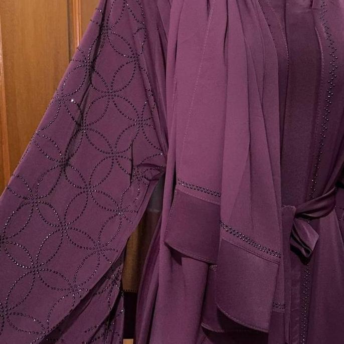 Miliki Galeri Sicantik - Gamis Abaya Warna Burgundy Dan Maroon Model Mayung Kombinasi Payet Mewah Te