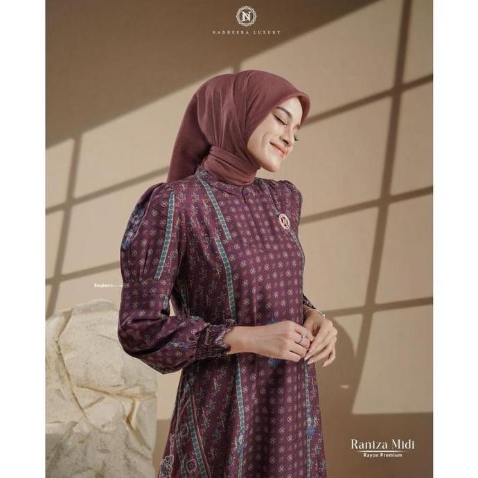 Diskon [Bisa Cod] Raniza Dress Nadheera Luxury Gamis Rayon Premium Motif Batik Terbaru Ranniza Nadee