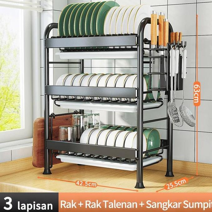 SMO Rak pengering piring Rak dapur serbaguna penyimpanan mangkuk Minimalis