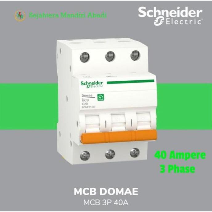 MCB 40 AMPERE 3 PHASE DOMAE 6KA SCHNEIDER ORIGINAL MERLIN GERIN ORIGINAL DAN TERPERCAYA