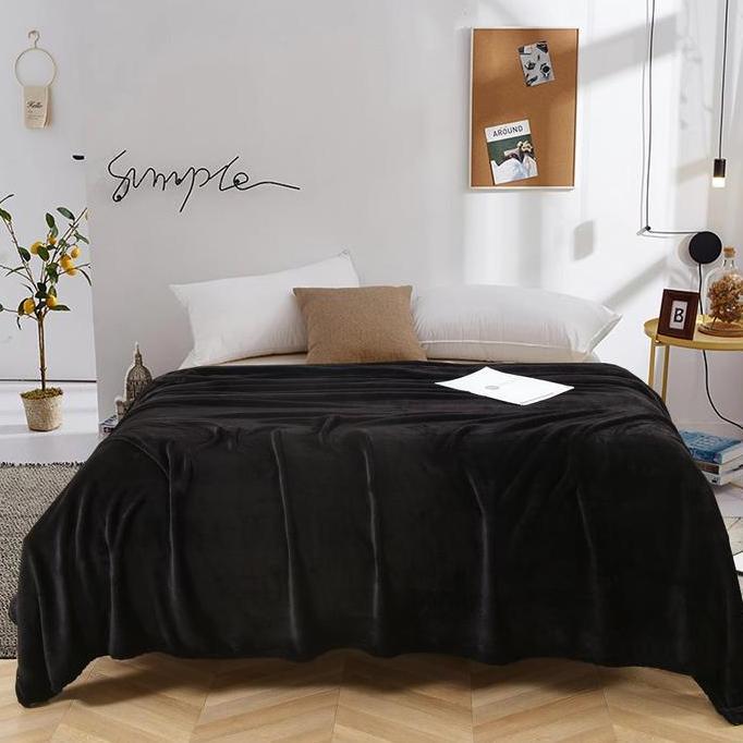 Langsungsehat- Selimut Bulu Lembut Pola Polos Uk Dewasa 150 X 200 Cm