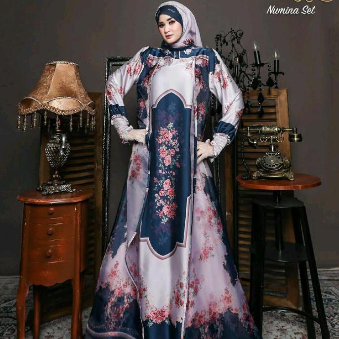 Diskon Gamis Numina Set Ivas Production Full Siky Printing