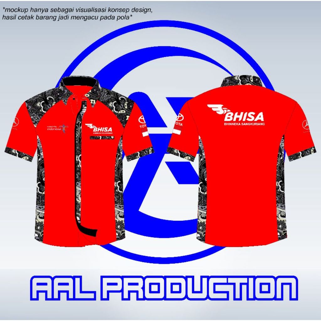 KEMEJA BHISA(BHINEKA SANGKURIANG) LENGAN PANJANG LENGAN PENDEK KOMBINASI BATIK FULL BORDIR