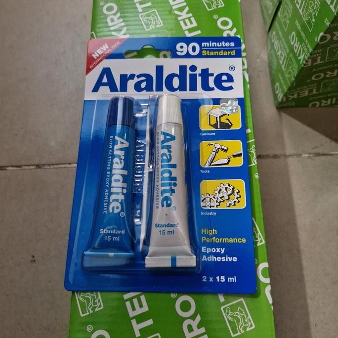 Ready araldite biru lem besi lem epoxy 2 komponen 90 menit standard murah