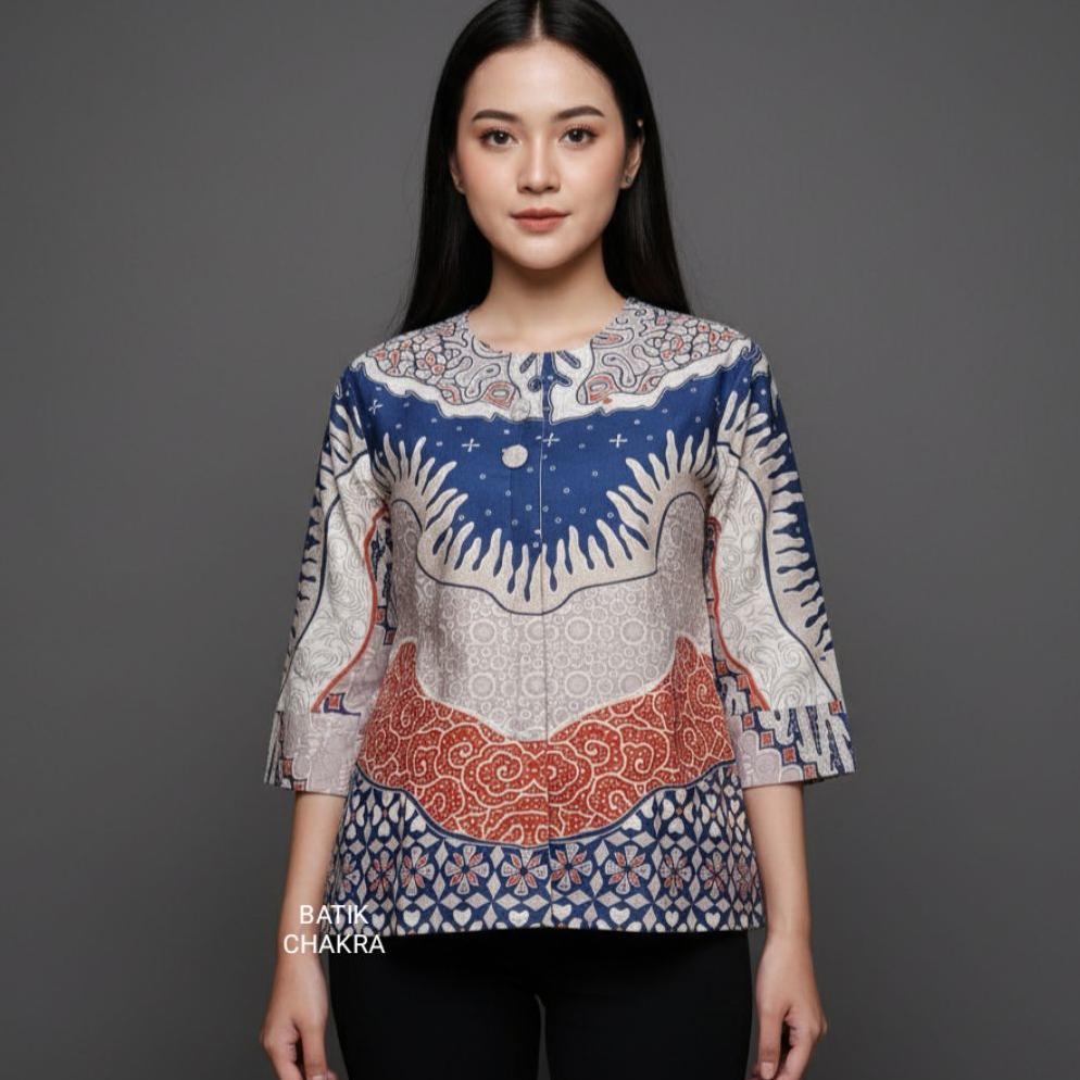 FREE ONGKIR BLUS BATIK WANITA MODERN BAHAN KATUN LAPIS FULL TRIKOT