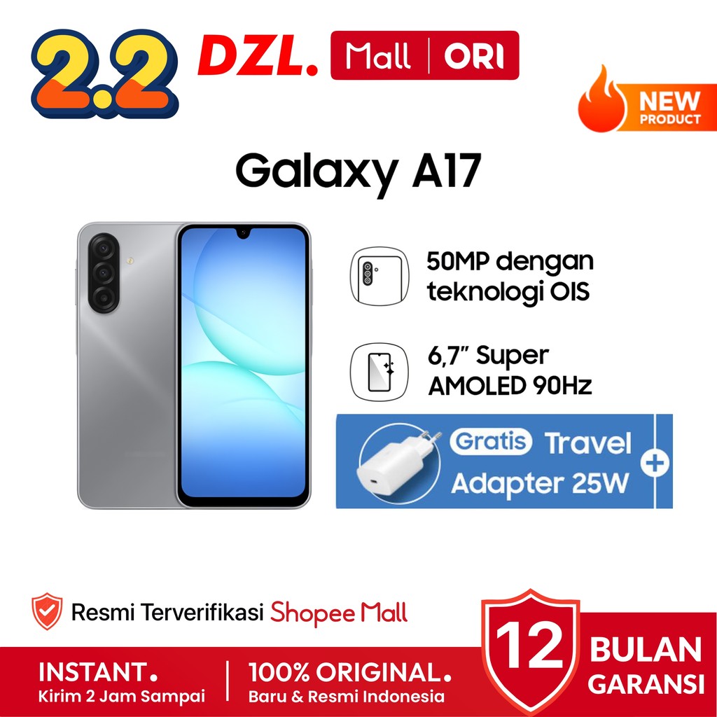 DZL - HP SAMSUNG Galaxy A17 4G LTE 8/256 8/128 GB OIS Original Resmi Official Store Handphone Ori