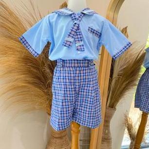 Termurah / Hot Sale Ssi - Seragam Sekolah Tk Anak Motif Kotak Biru - Bisa Cod