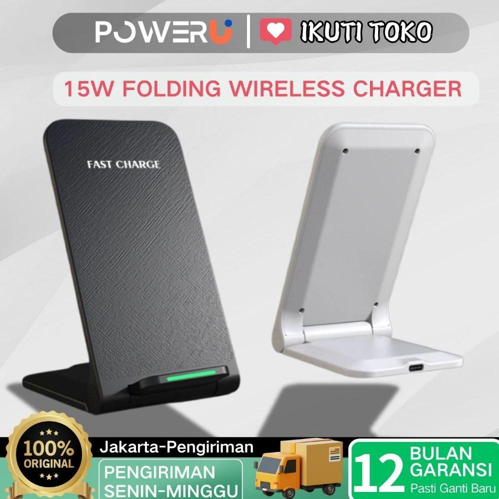 NEW Wireless Charger 15W Fast Charging Lipat - Charging Station Portabel untuk iPhone 16/15/Samsung 