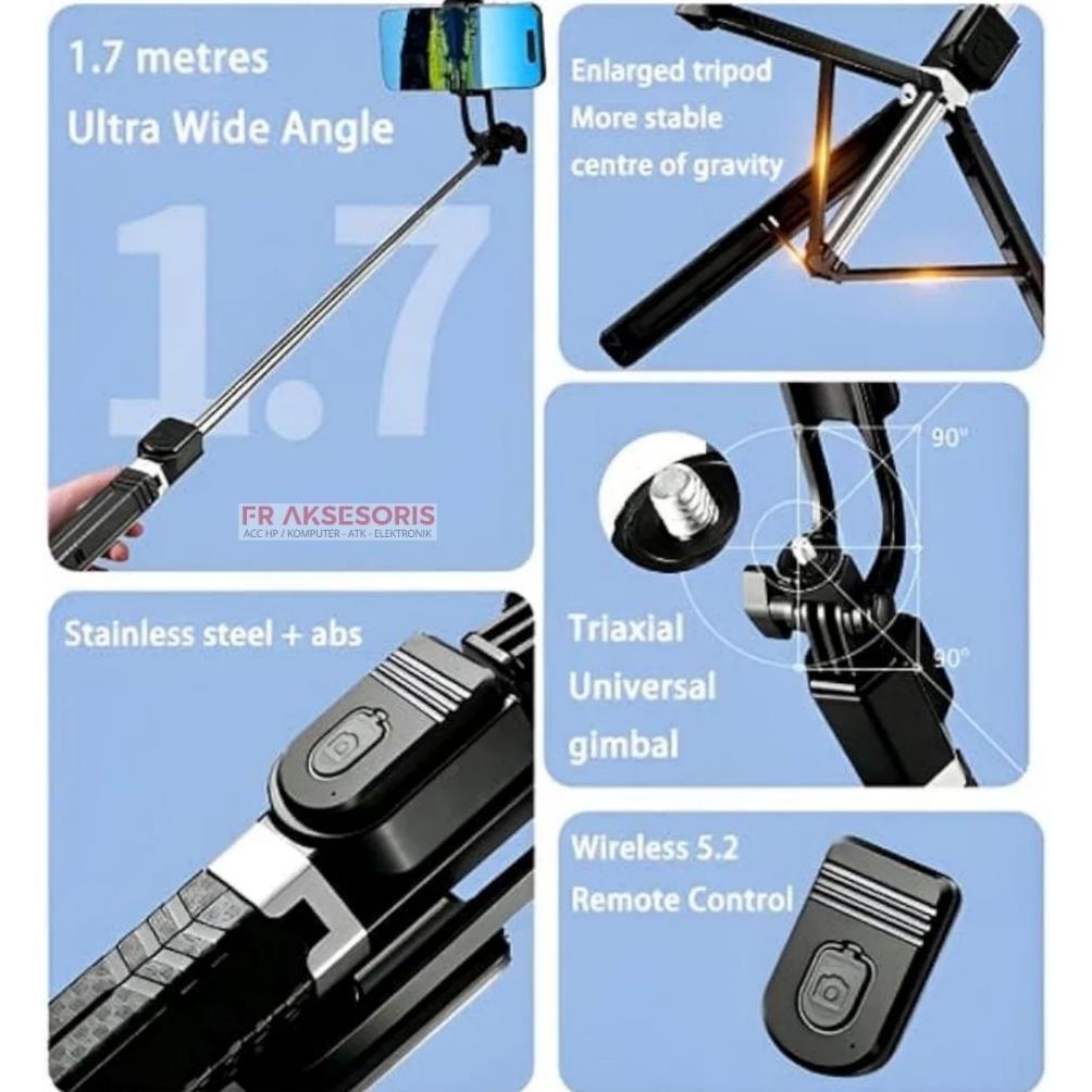 HOT PRODUCT Tongsis Bluetooth 3in1 170cm T17 + DRAT Tripod Remote Bluetooth 3in1 T17 MULTIFUNGSI TON