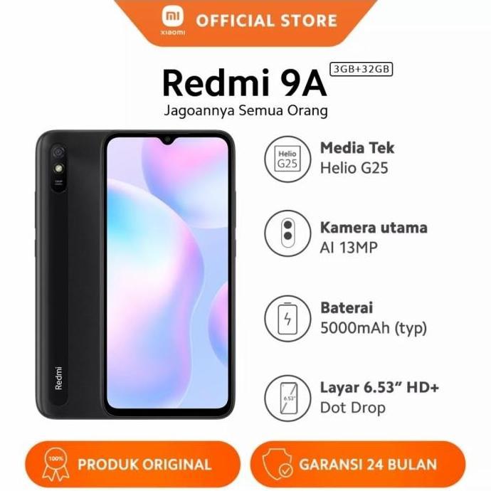 Xiaomi Redmi 9A Ram 3/32 GB | Layar 6.53 Batre 5000 mAh Garansi Resmi