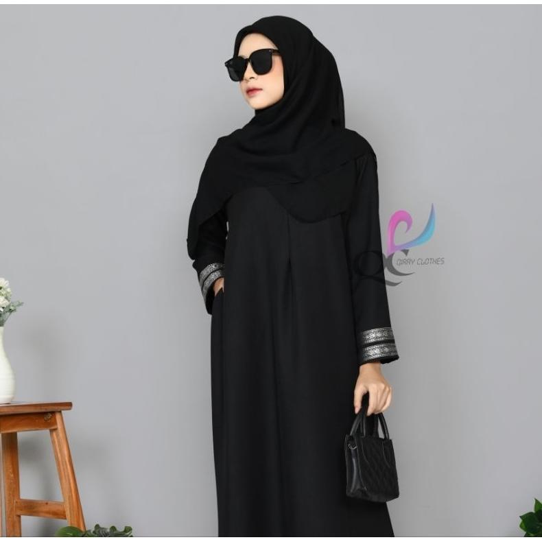 ABAYA MADINNA BORDIR INDIA hitam variasi arabian dress