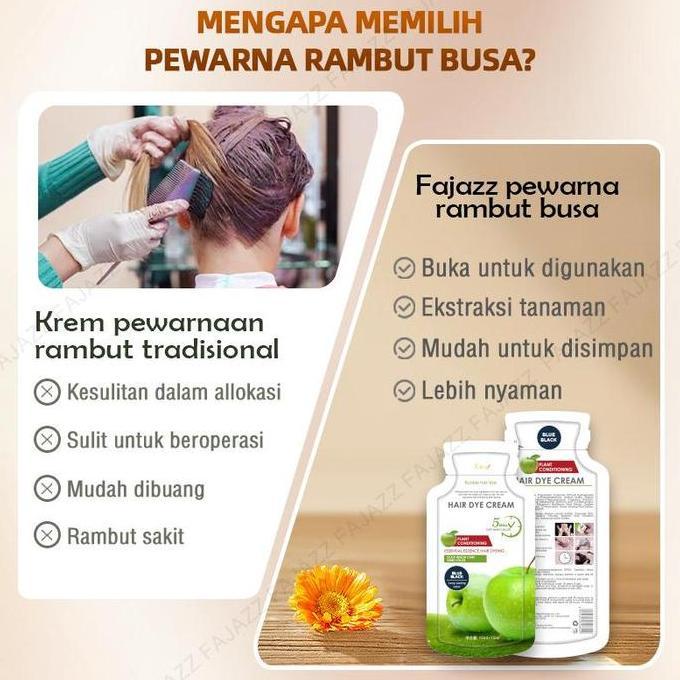 Indoc- 100% Asli Dan OriginalFajazz5Bks* 30Ml Pewarna Rambut 2-In-1/Hair Coloring/Cat Rambut Bubble 