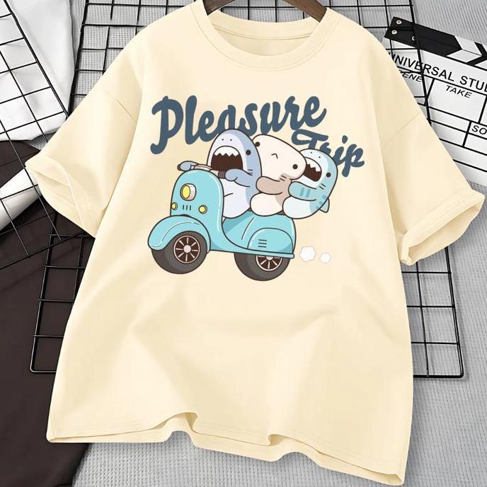 T-Shirt Lengan Pendek Kaos Oversize Korea | Pleasure Trip Style | Pria Wanita Outfit Kece Allshop