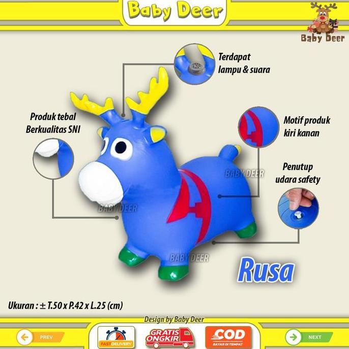 Toysficrim- Et03 Bentuk Rusa Kudaan Musik Anak Mainan Jumping Animal Karet Viral Murah Hewan Lucu Ju