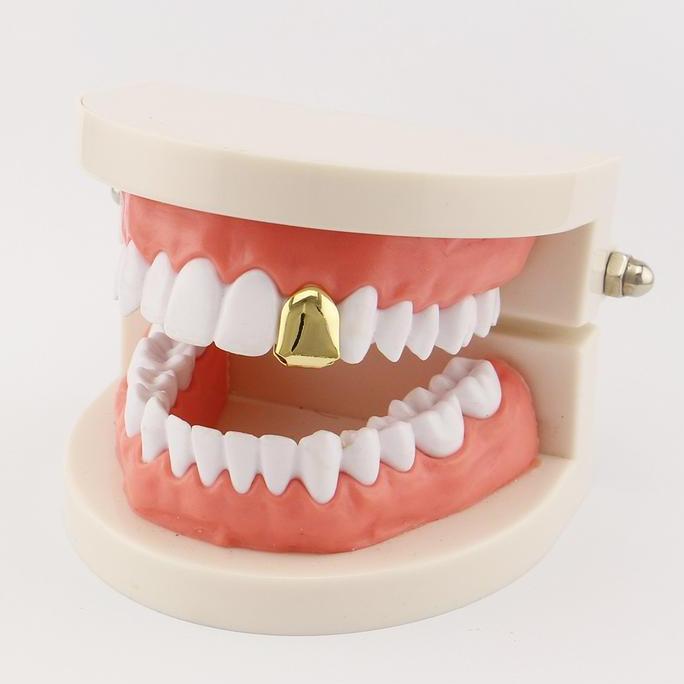Memento- Grillz Gigi Hip Hop Gigi Emas Silver Rose Gold Single Teeth Grillz