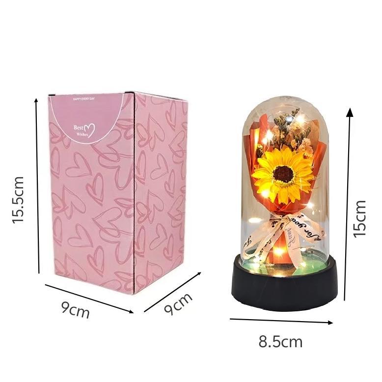 Bunga Mawar Led Lampu Hias Dekorasi Rose Valentine Hadiah Transparan Dome Flower Lampu Original