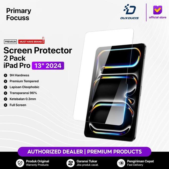 Screen Protector Compatible for iPad Pro 13 Inch 2024 Full Screen Tempered Glass Pelindung Layar HD 