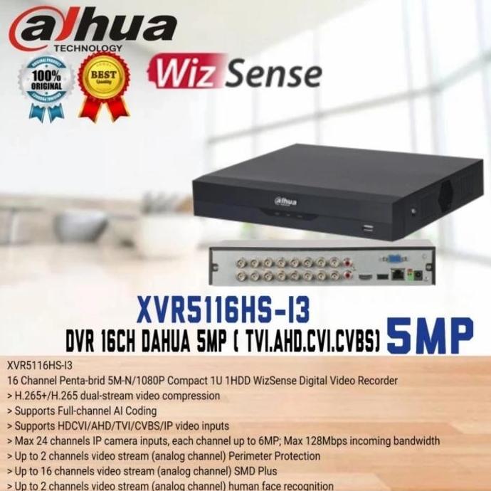 BEBAS ONGKIR - DVR 16Ch Dahua XVR-5116HS-S2 / Xvr Dahua 5MP Pentrabrid All Camera