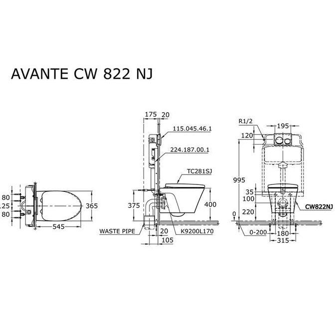 Diskon Toto Cw822Nj Kloset Duduk Gantung