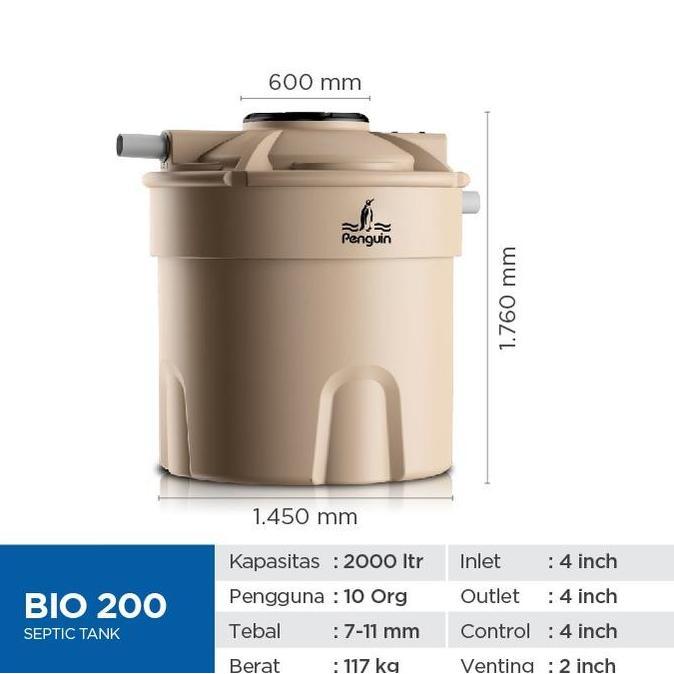 Diskon Septik Tank / Tangki Septik / Biorotech Penguin 2000 Liter - Bio 200