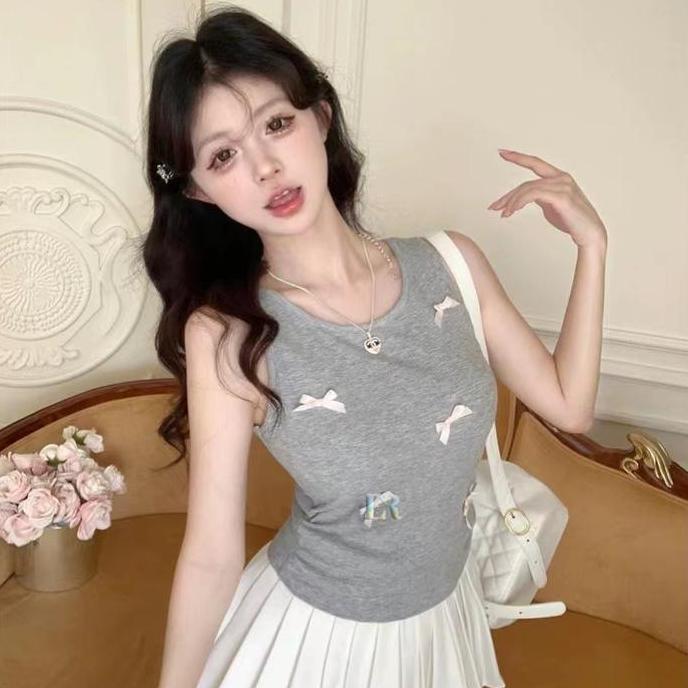 Ready LNR Shop Atasan Tanktop dengan Pad/Cup Busa Pita Timbul Serut Samping Bahan Cotton Halus Lembu