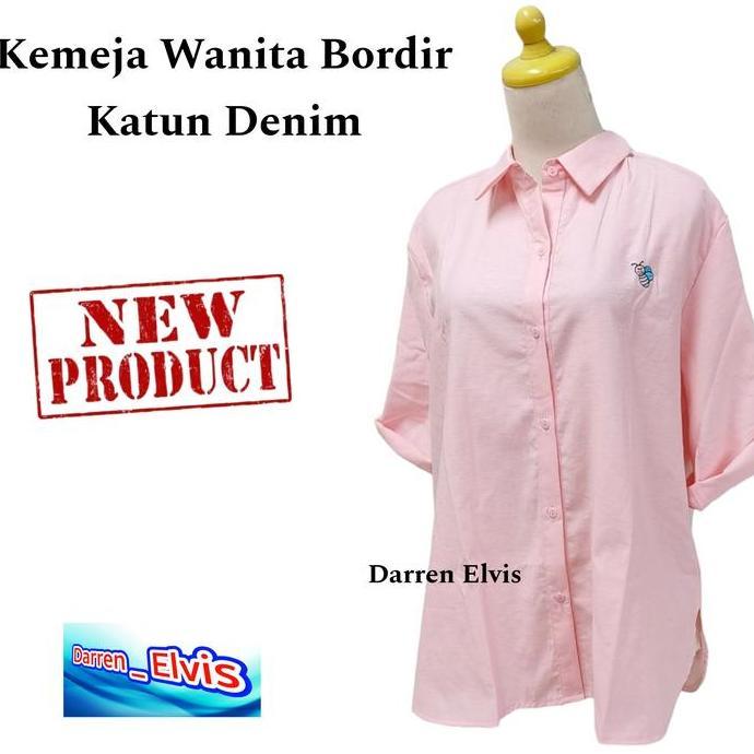 Ready Kemeja Wanita Import / Warna Lilac Bordir Sheep