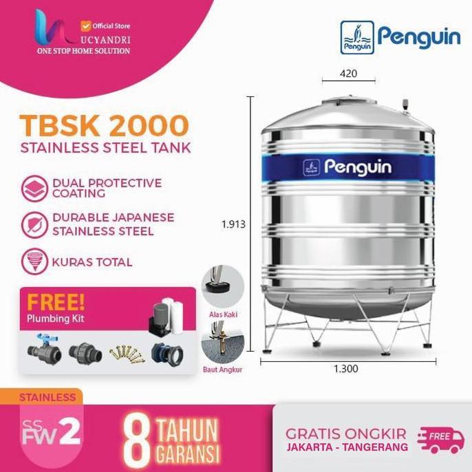 Diskon Toren Air Stainless Steel Penguin Tbsk 2000 Tangki Air Stainles 2000 L