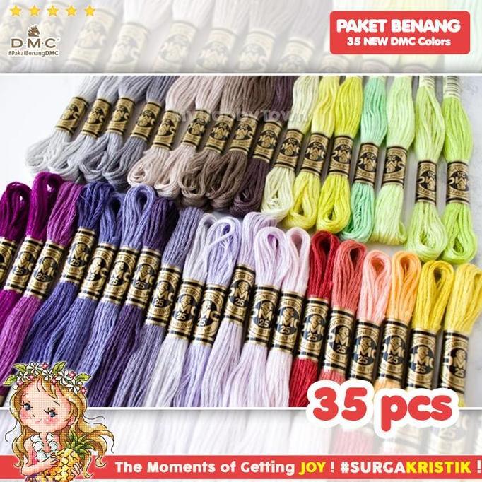 New | Paket 35 Pcs Warna Baru Benang Sulam Kristik Dmc Art 117 - 100% Katun