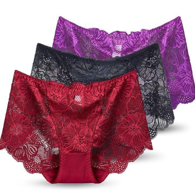 DB232 - [NL] CELANA DALAM HIGH WAIST CD PREMIUM FAVORIT LACE BROKAT TRANSPARAN KATUN LAPIS HARIAN HO