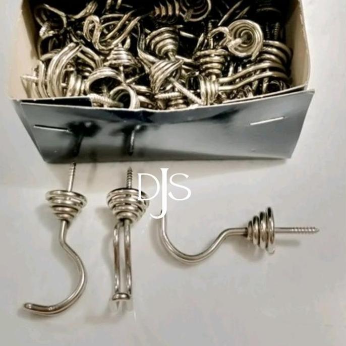 10PCS HOOK GANTUNGAN BAJU SKRUP KAWAT ULIR KAIT KAIL CANTOLAN TWIN WIRE SCREW HOOK NO.25