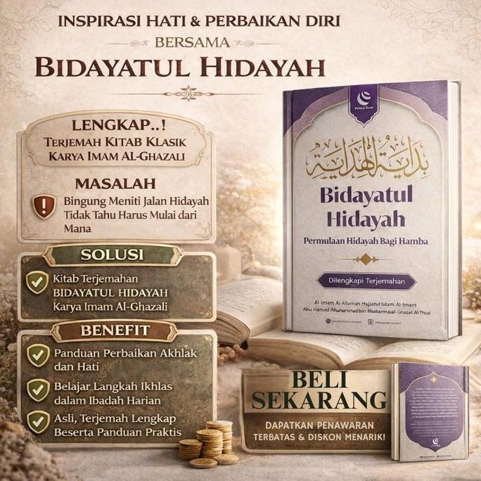 Termurah / Hot Sale Kitab Bidayatul Hidayah Terjemahan / Kitab Karya Imam Al Ghazali Terjemah / Pand